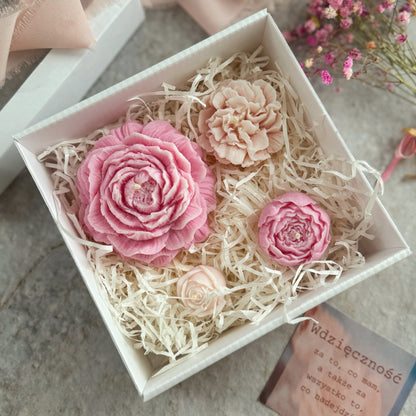 BOX Różany zestaw świec