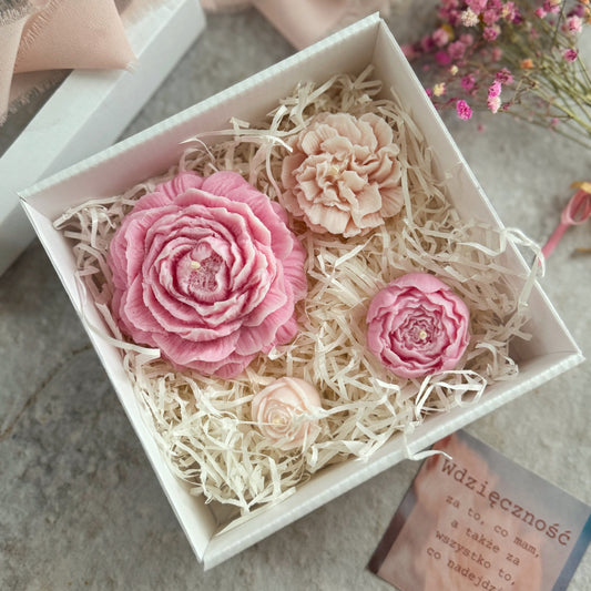 BOX Różany zestaw świec