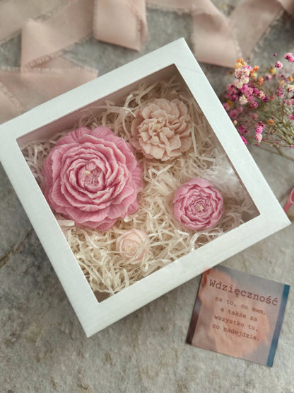 BOX Różany zestaw świec